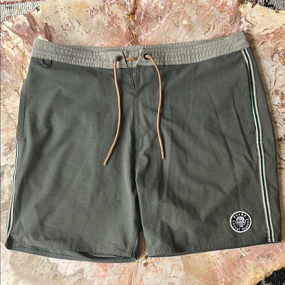 Roark Green Board Shorts with Tan Accents